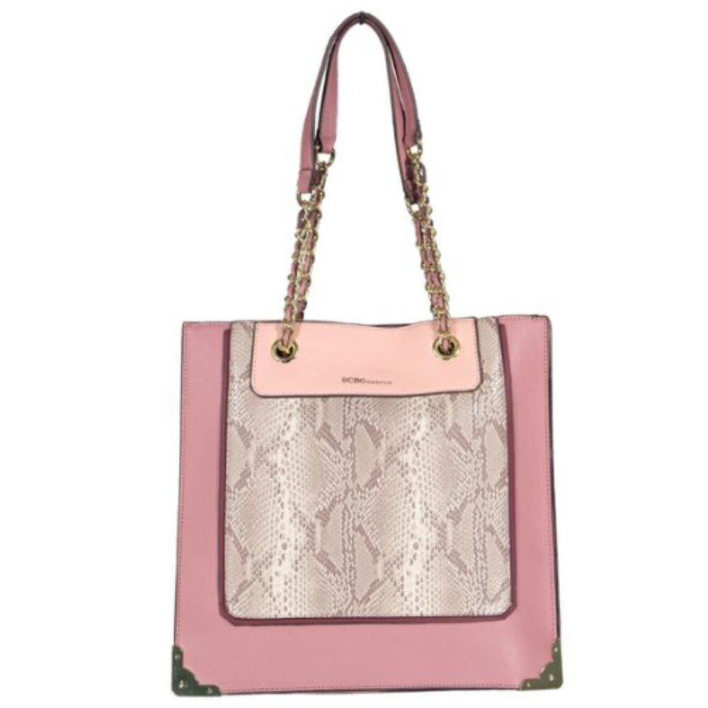 BCBGeneration Morgan Tote pink snakeskin folio bag‎